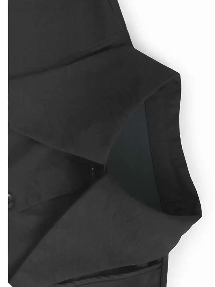 Women Black Pu Leather Vest False Two Big Size Shirt Dress New Lapel Long Sleeve Fashion Tide Spring Autumn 2025 1DH9653