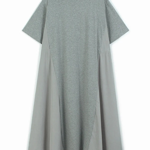 Load image into Gallery viewer, Women Gray Drawstring Pocket Big Size Midi Dress New Round Neck Short Sleeve Fashion Tide Spring Summer 2025 1DJ1193
