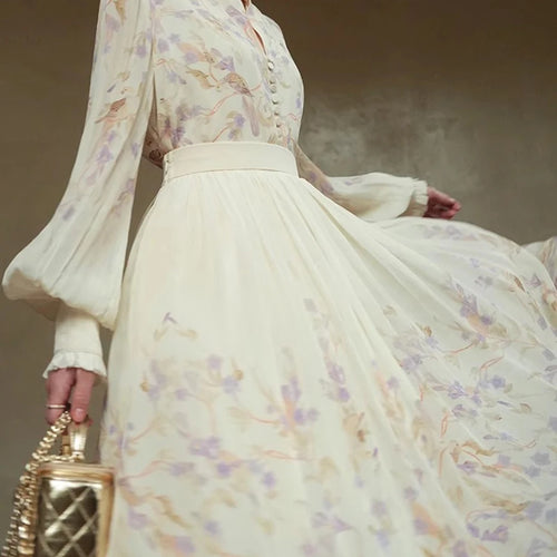 Load image into Gallery viewer, Hit Color Loose Dresses For Women V Neck Long Sleeve High Waist Temperament Dress Female Fashion Style Clothes New
