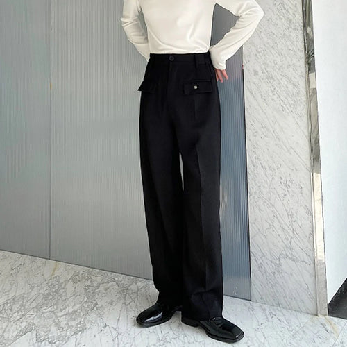 Load image into Gallery viewer, Men&#39;s Suit Pants Casual New Simple Straight Korean Style Metal Logo Design Fashion Unique Pocket Trousers Summer 9C5750
