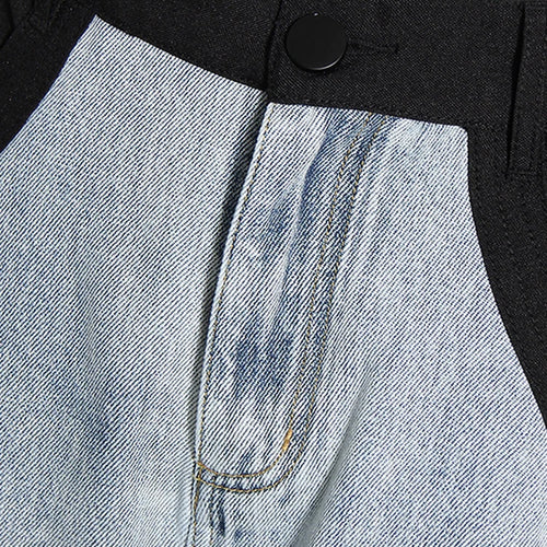 Load image into Gallery viewer, High Waist Blue Denim Long Color-block Wave Wide Leg Jeans New Loose Women Trousers Fashion Spring Autumn 2025 1DE9731
