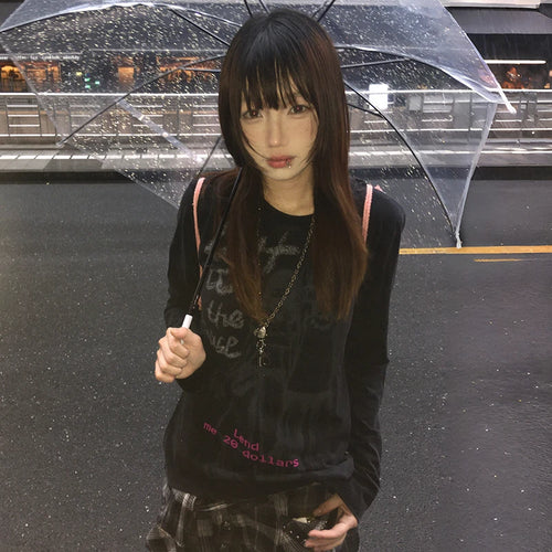 Load image into Gallery viewer, Japanese Y2k Anime Print T-shirt Vintage Harajuku Long Sleeve Tee Shirt 2000s Aesthetics Streetwear American Retro 90s
