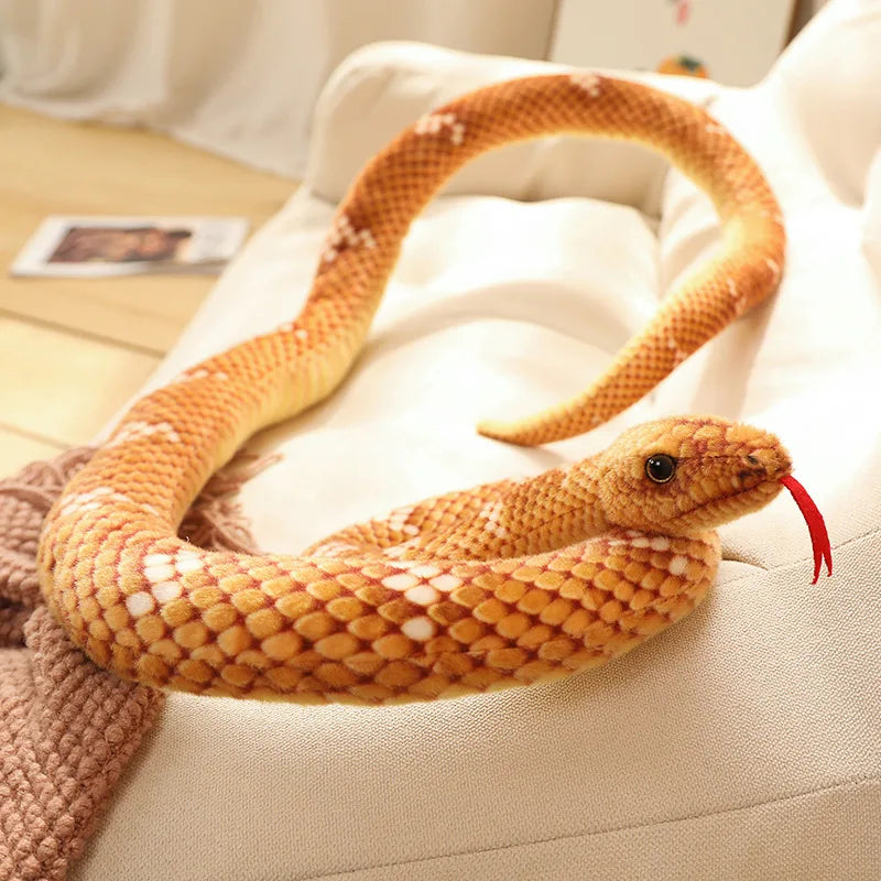 1pc 200cm Giant Snakes Plush Toy Simulation Long Golden Python Stuffed Snake Plushie Pillow Children Boys Gift Home Decoration