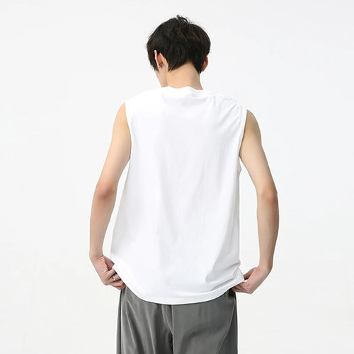 Load image into Gallery viewer, Men&#39;s Sleeveless Vest Sports Shoulder Round Neck Contrasted Design Korean Style Solid Color Casual Male Tank Top 9C5717
