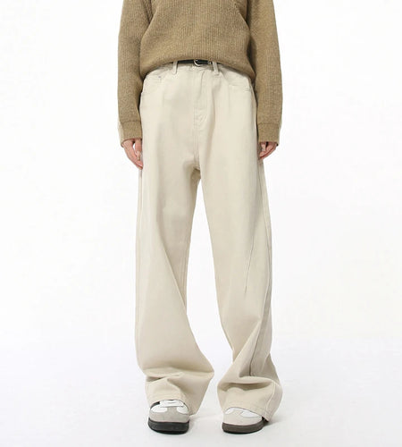 Men's fashion trend New denim pants Korean Minimalist Solid Color Cleanfit Straight Loose Jeans Trendy trousers 9C4539