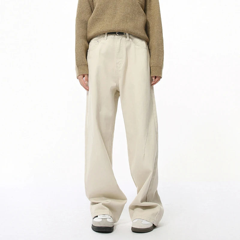 Men's fashion trend New denim pants Korean Minimalist Solid Color Cleanfit Straight Loose Jeans Trendy trousers 9C4539