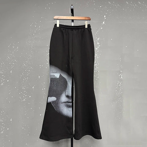 Load image into Gallery viewer, Fashion Men&#39;s Wear Two-piece Set Face Printing Trendy V-neck Sleeveless Vest Wide Leg Front Pleated Line Design 9C9233
