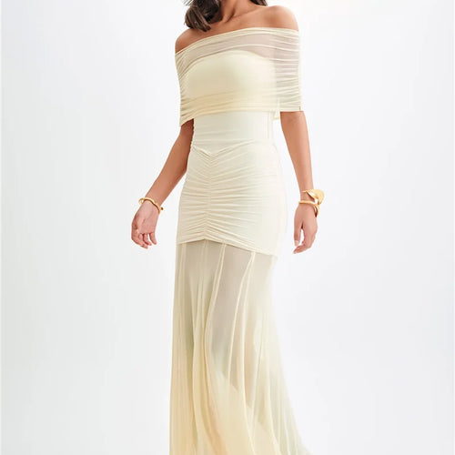 Load image into Gallery viewer, Off-shoulder Backless Sexy Maxi Dress For Women Gown Fashion Mesh Strapless Sleeveless Bodycon Long Dress Elegant
