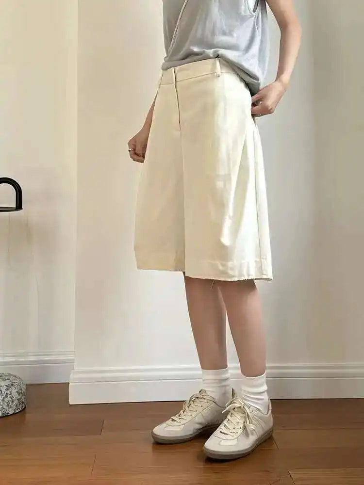 High Elastic Waist Gray Pocket Elegant Knee Length Pants New Trousers Women Fashion Tide Spring Summer 2025 1DH5814