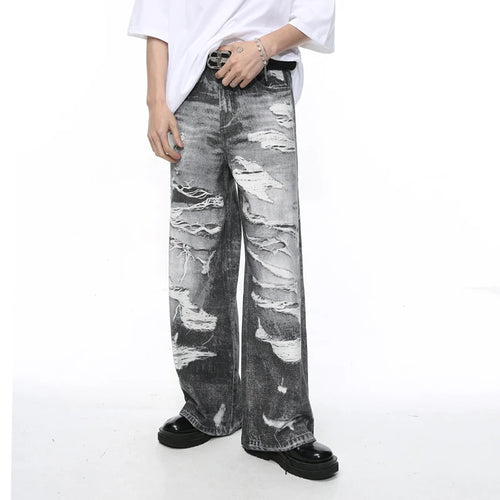 Load image into Gallery viewer, Men&#39;s Jeans Summer New Fashion Streetwear Style Hole Worn-out Design Loose Washed Male Denim Pants Straight 9C5394
