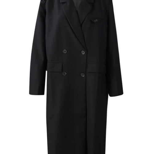 Load image into Gallery viewer, Women Black Double Breasted Big Size Long Blazer New Lapel Long Sleeve Jacket Fashion Tide Spring Autumn 2025 2R6701
