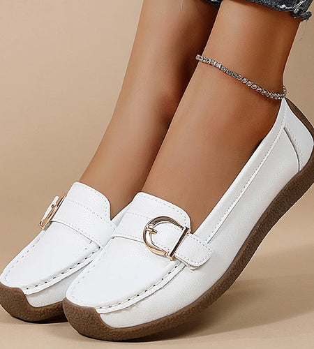 Woman Shoes 2025 New Low Heels Casual White Shoes Women's Loafers Slip On Elegant Flat Heel Zapatos De Mujer Soft Leather Flats