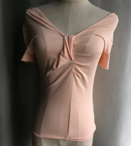 Sweet Korean Woman Tshirts Slash Neck Short Sleeve Tunic Pink Tees Y2k Tops Folds Fashion Casual Summer T Shirts 2024 Ropa Mujer