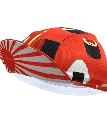 Japan Sushi  Salmon Print Polyester   Cycling Caps Pink Black White Quick Drying Summer Sports  Bicycle  Balaclava