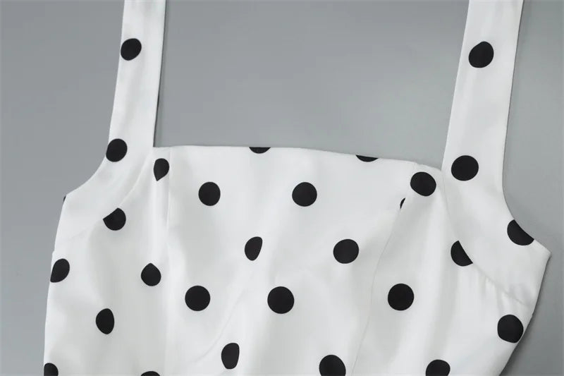 Halter Print Polka Dot Mini Dress Women Fashion Off-shoulder Sleeveless Backless High Waist A-line Club Party Dress