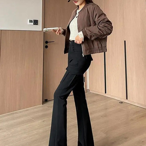 Load image into Gallery viewer, Winter New Women Black Velvet High Waist Pant Grey Office Ladies Korean Fashion Work Trousers Casual New 2024 Simplicity Popular
