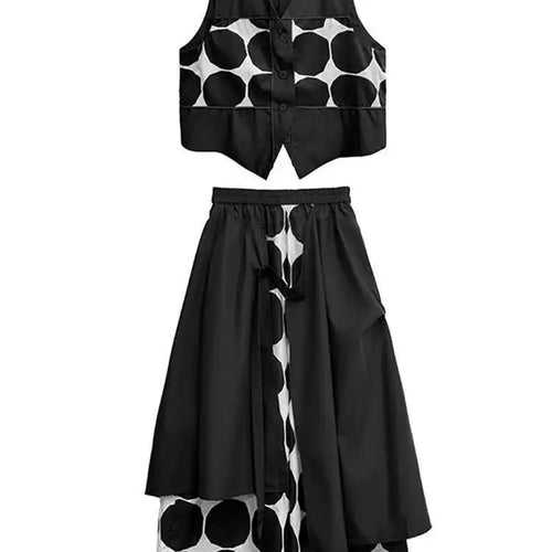 Load image into Gallery viewer, Big Size Black Dot Vest Wide Leg Pants Two Piece Suit New V-Neck Sleeveless Women Fashion Tide Spring Autumn 2025 1DJ1039
