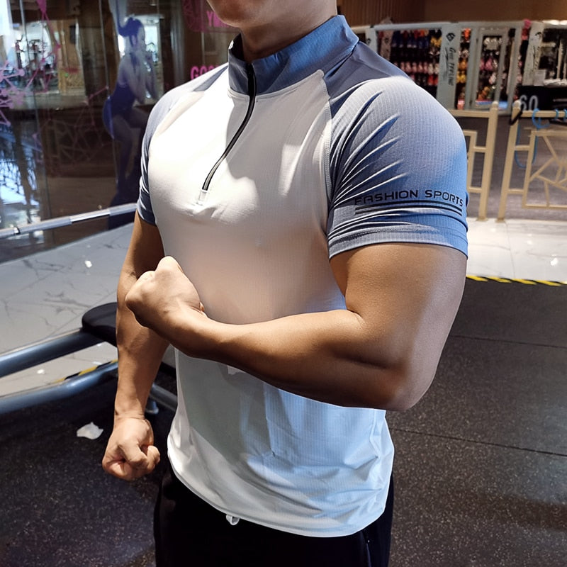 Men Sports T-shirts Running Quick Dry Gym Short Sleeve Summer Casual Outdoor Shirt Thin Fitness Tshirts