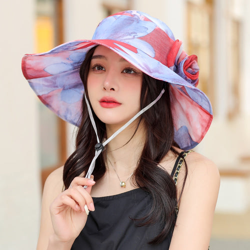 Load image into Gallery viewer, Summer Sun Hats For Women Fashion Bow Flower Design Beach Hat Outdoor Female Travel Cap
