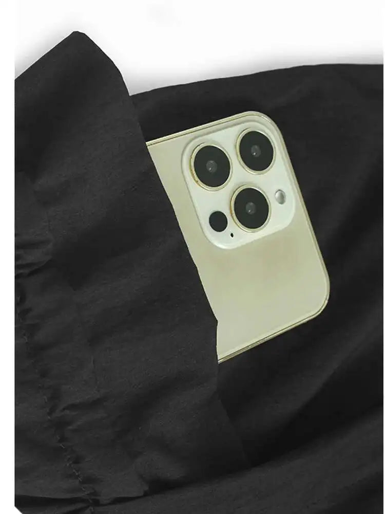 Women Black Pockets Drawstring Big Size Vest Dress New Round Neck Sleeveless Fashion Tide Spring Summer 2025 1DJ0658