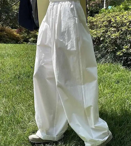 High Elastic Waist White Brief Shaped Long Wide Leg Pants New Trousers Women Fashion Tide Spring Autumn 2025 1DH6470