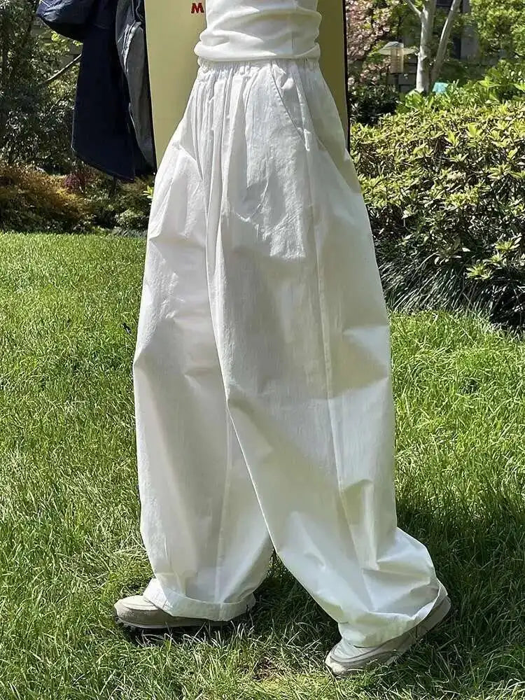High Elastic Waist White Brief Shaped Long Wide Leg Pants New Trousers Women Fashion Tide Spring Autumn 2025 1DH6470