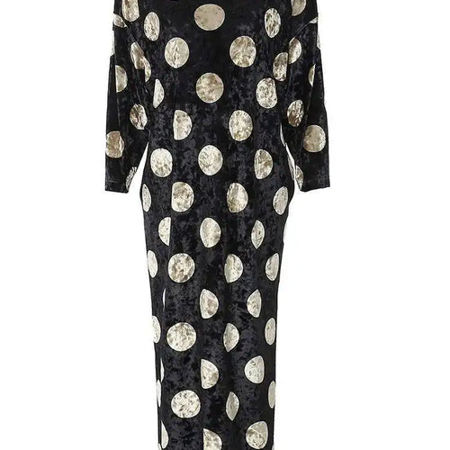 Load image into Gallery viewer, Women Black Dot Velvet Big Size Elegant Dress New Round Neck Long Sleeve Loose Fit Fashion Tide Spring Autumn 2025 1DH2819
