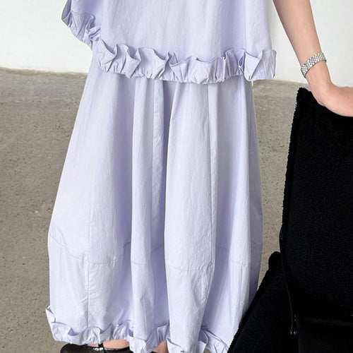 Load image into Gallery viewer, Purple Tank Top Ruffles Half-body Skirt Two Pieces Suit New Round Neck Sleeveless Women Fashion Spring Summer 2025 1DJ1471
