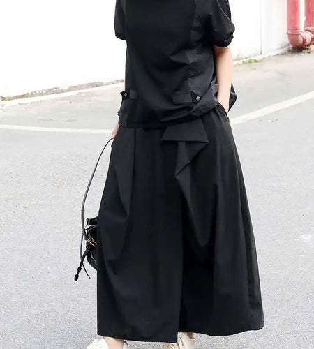 High Elastic Waist Black Irregular Ruffles A-line Half-body Skirt Women Fashion Tide New Spring Autumn 2025 1DJ0216