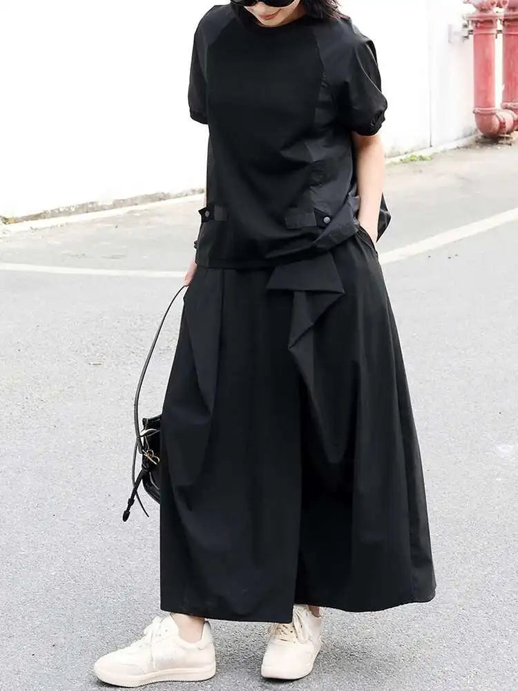 High Elastic Waist Black Irregular Ruffles A-line Half-body Skirt Women Fashion Tide New Spring Autumn 2025 1DJ0216