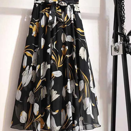 Load image into Gallery viewer, Long Skirt Women For 2024 Spring Summer Lady Korean Style White Black Chiffon Sun School High Waist Midi Skirt Female
