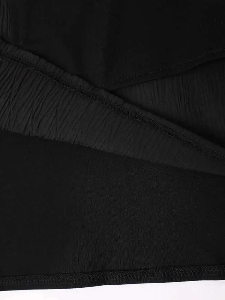 High Elastic Waist Black Irregular Spliced Midi A-line Half-body Skirt Women Fashion Tide New Spring Autumn 2025 1DH5347