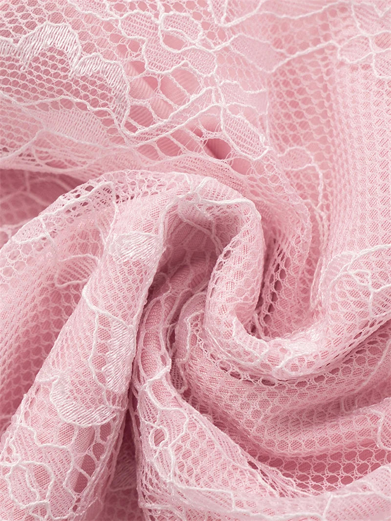 Lace Hollow Out Sexy Mini Dress Women Summer New Off-shoulder Strapless Sleeveless Backless A-line Club Party Dress