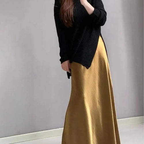 Load image into Gallery viewer, Spring Summer French Fashion Solid Elegant Versatile Long Skirts Women Temperament High Waisted Vacation Fishtail Half Skirt New
