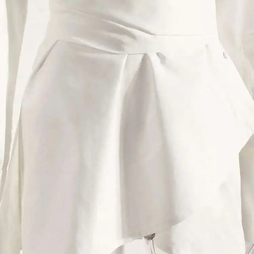 Load image into Gallery viewer, Women White Irregular Bandage Slit Shirt Dress New V-Neck Long Sleeve Loose Fit Fashion Tide Spring Autumn 2025 1DE9884
