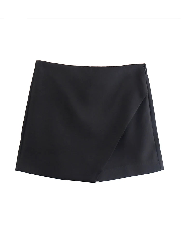 Women Fashion Candy Color Asymmetrical Shorts Skirts Lady Zipper Fly Pockets Hot Shorts Chic Pantalone