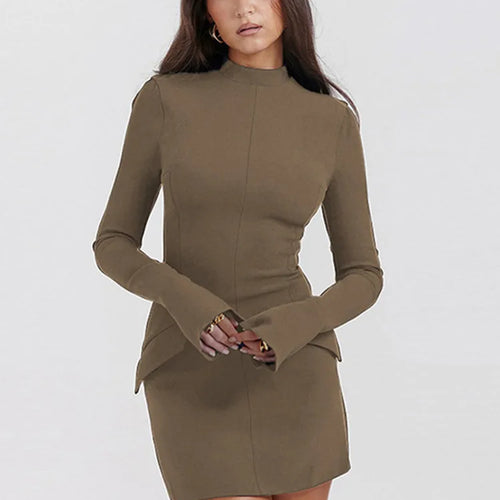 Load image into Gallery viewer, Dark Blue Two Pocket Sexy Mini Dress For Women 2023 Autumn Winter New Long Sleeve Bodycon Club Party Dress Elegant
