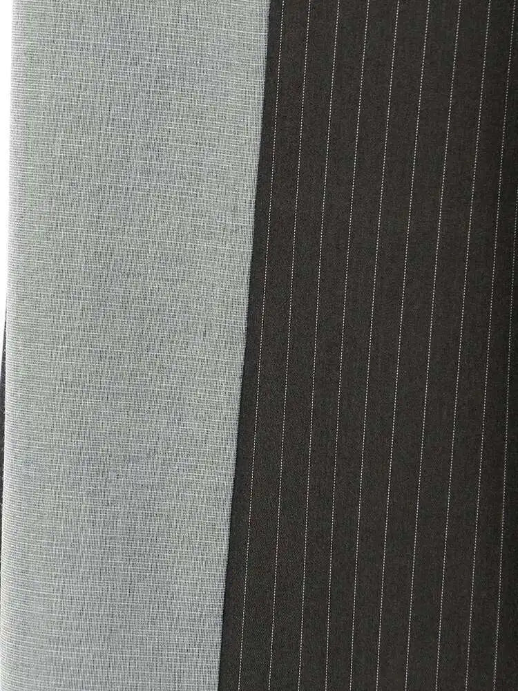 High Elastic Waist Black Gray Striped Spliced Wide Leg Pants New Trousers Women Fashion Tide Spring Autumn 2025 1DH59370