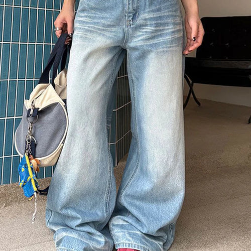 Load image into Gallery viewer, Gradient Loose Versatile Casual Jeans for Women High Wasit Patchwork Pockets Fashion Wide Leg Jean Female Clothing
