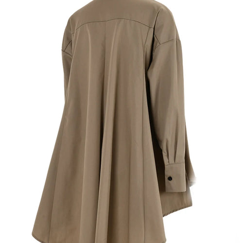 Load image into Gallery viewer, Women Khaki Irregular Back Long Elegant Big Size Blouse New Lapel Long Sleeve Shirt Fashion Tide Spring Autumn 2025 2Q1236
