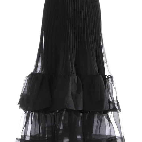 Load image into Gallery viewer, High Elastic Waist Rose Red Duoble Layers Organza Pleated Half-body Skirt Women Fashion New Spring Autumn 2025 1DJ0987
