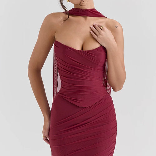 Load image into Gallery viewer, Sexy Two Pieces Sets For Women Strapless Off-shoulder Sleeveless Tops And Elegant High Waist Long Skirt Two Pieces Sets
