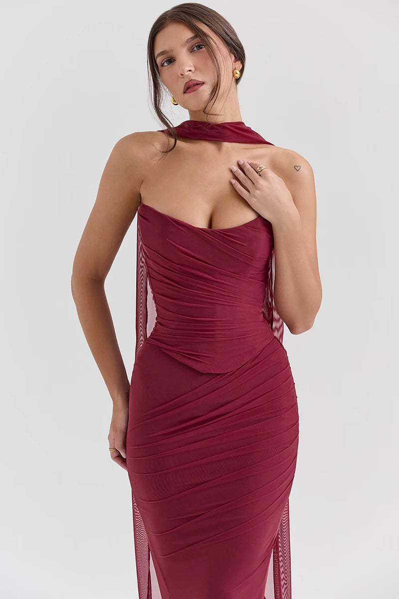 Sexy Two Pieces Sets For Women Strapless Off-shoulder Sleeveless Tops And Elegant High Waist Long Skirt Two Pieces Sets