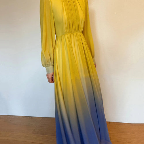 Load image into Gallery viewer, Hit Color Spliced Belt Elegant Dresses For Women O Neck Long Sleeve High Waist Casual Temperament Dress Female New
