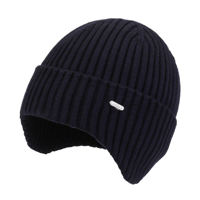 Solid Winter Hat Beanie with Ears Men Women Earflap Hat Skullies Knitted Cap Keep Warm Outdoor Gorras Ski Caps