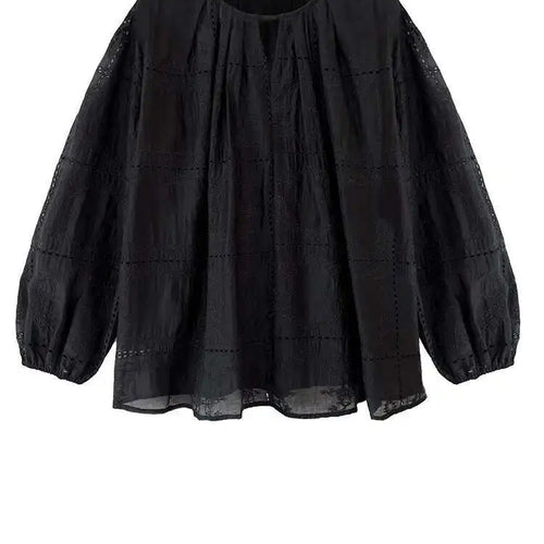 Load image into Gallery viewer, Lace Big Size Shirt Half-body Skirt Two Pieces Suit New Round Neck Long Sleeve Women Fashion Spring Autumn 2025 1DJ0062
