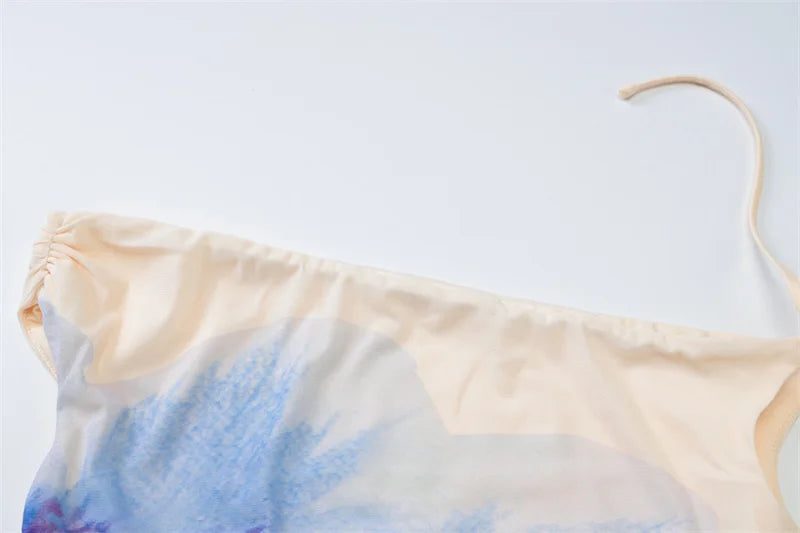 Print Beach Sexy Skirt Two Piece Sets Women Oblique Shoulder Tank Tops And Maxi Skirt Female Club 2 Piece Sets Fashion