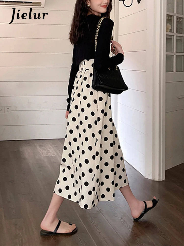 White Two-piece Dot Female Dresses French Style Summer V-neck Slim Casual Vacation Women's Dresses Birthday Party Club