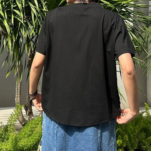 Load image into Gallery viewer, Women Black Pocket Button Big Size Casual T-shirt New Round Neck Short Sleeve Fashion Tide Spring Summer 2025 1DJ1616
