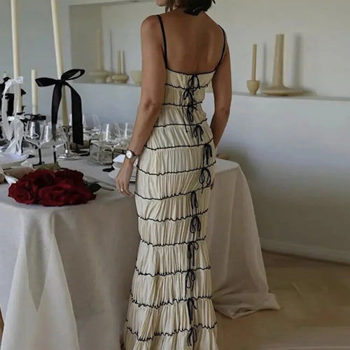 Load image into Gallery viewer, Elegant Spaghetti Strap Bodycon Women Dress 2024 Autumn Sexy Backless Pleated Party Club Evening Dress Waist Vestdos
